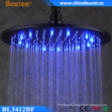 China Bathroom Round Black Water Pressure LED Shower Head